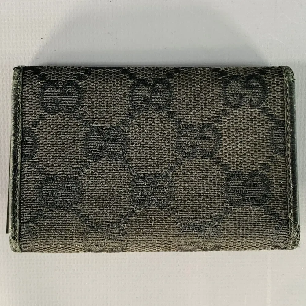 GUCCI Guccissima Black Natural Monogram Leather Canvas Six Ring Key Holder